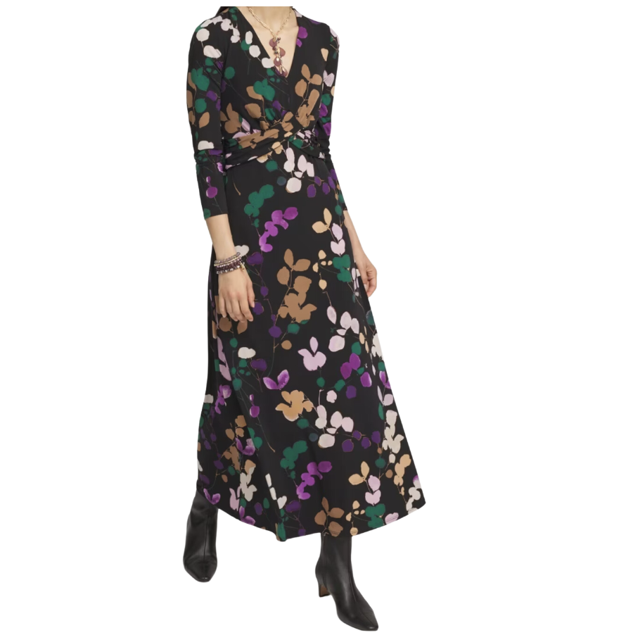 V-Neck ¾ Sleeve Floral Maxi Dress